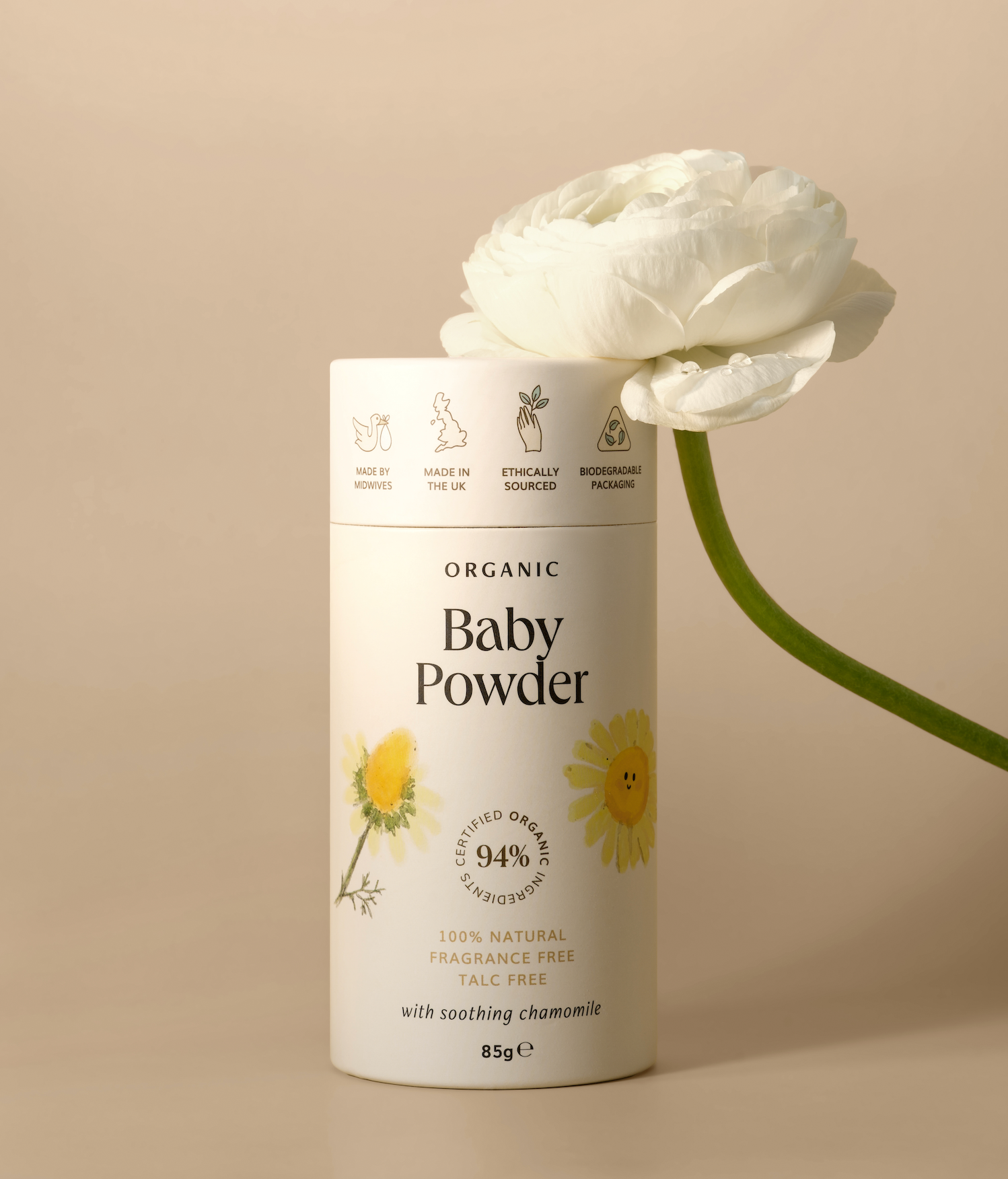 Organic Baby Powder, Talc free baby powder with Chamomile