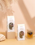 Photo of two Mummy's Organics Organic Calm and Tranquil from the front - loose and pyramids